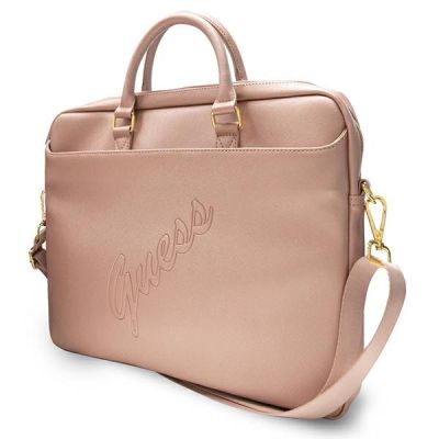 2. Guess Saffiano Script 16" Laptop Bag - Pink