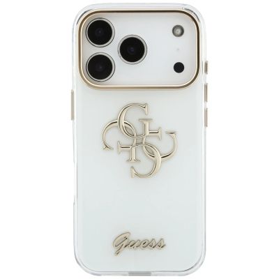 3. Guess IML 4G Script Metal Case for iPhone 17 Pro / 18 Pro - White