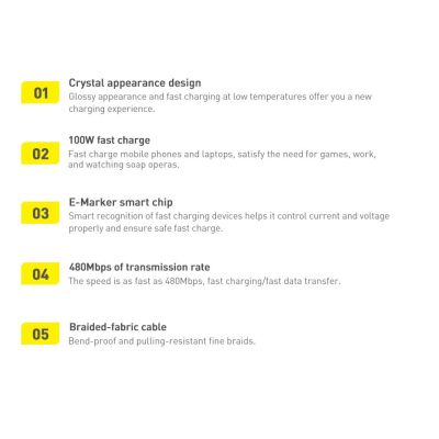 17. Baseus CAJY000705 USB-C - USB-C PD QC cable 100W 5A 480Mb/s 2m - purple