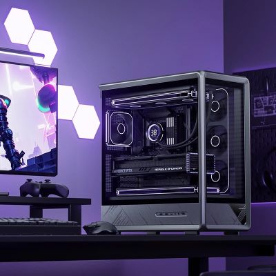 3. Jonsbo D401 PC Gehäuse, Midi Tower, ATX, Tempered Glass - black