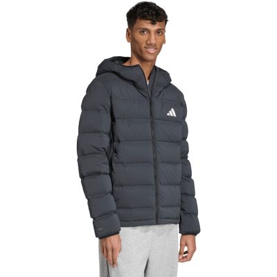 10. Men's adidas Helionic Climawarm Stretch Hooded Down Jacket Black JN2114