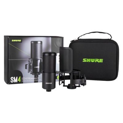 Shure SM4-K-KIT - Externally polarized condenser microphone, holder, pop filter, case