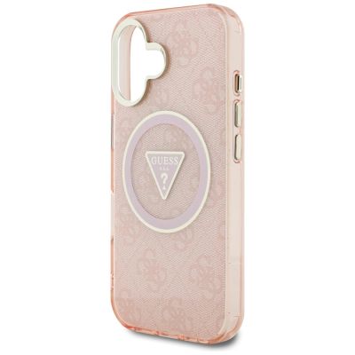 6. Guess IML Metal Glitter 4G Circle Triangle MagSafe case for iPhone 16 - pink