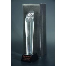 Engraved glass trophy with case + paint filling