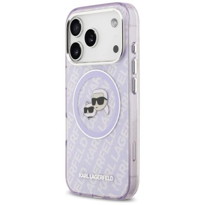 2. Karl Lagerfeld IML Glitter Karl & Choupette Heads Logo MagSafe Case for iPhone 17 Pro Max - Purple