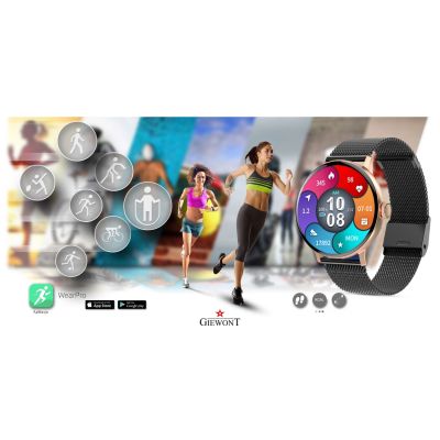 9. GIEWONT Women's Smartwatch Rose Gold Black GW330-4