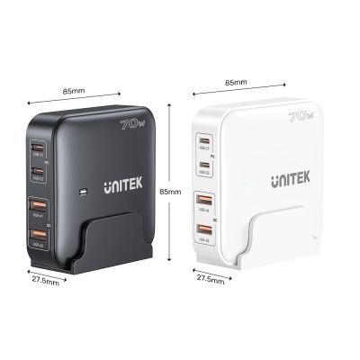 2. UNITEK GAN DESK CHARGER 70W 2XUSB-A 2XUSB-C WHITE