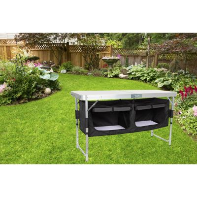 15. FOLDABLE CAMPING TABLE 120x47x70/62/54CM WITH WARDROBE 33x30x36CM