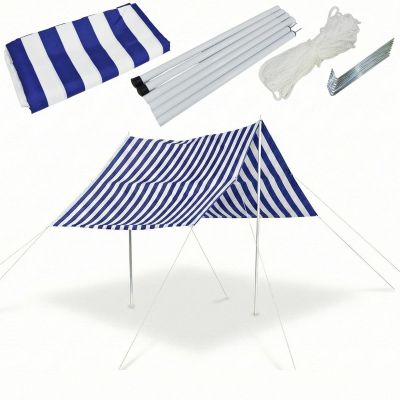 7. TENT ROOF SUN SAIL WITH POLES 3X1.7M BLUE