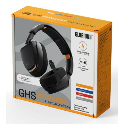 12. Glorious Gaming GHS Wireless InfinitePlay Headset Wireless Bluetooth Headband Charging Stand Black