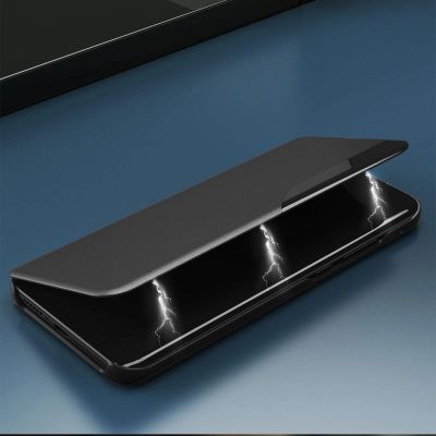 9. Eco Leather View Case an elegant case with a flap and stand function for Samsung Galaxy A73 red