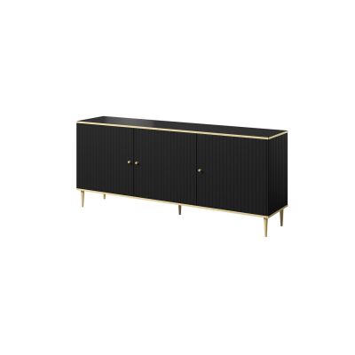 GLAMOUR Chest of Drawers 180x40x75.5 Matte Black + Gold