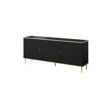 GLAMOUR Chest of Drawers 180x40x75.5 Matte Black + Gold