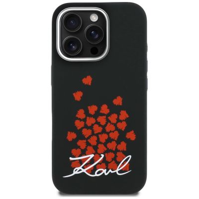 3. Karl Lagerfeld Silicone Heart Sign Logo MagSafe Case for iPhone 16 Pro Max - Black