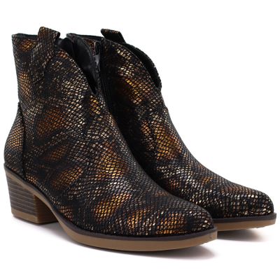 4. Women's cowboy boots snake print black M.Daszyński MR2382