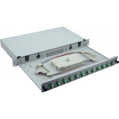 2. 19" Fiber Optic Splice Box 12 x LC/APC Duplex OS2, Splice Finished, Gray