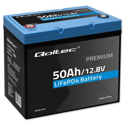 2. Qoltec LiFePO4 Lithium Iron Phosphate Battery | 12.8V | 50Ah | 640Wh | BMS