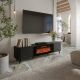 6. VOLARE TV cabinet 200x39x49 black/san sebastian + fireplace