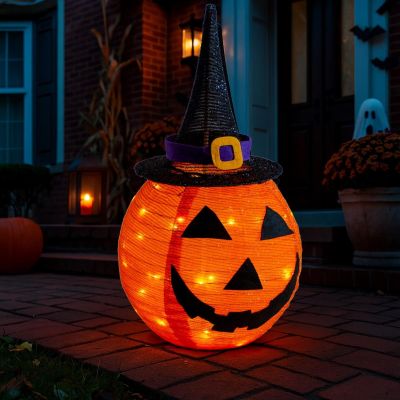 15. DECORATIVE PUMPKIN WITH HAT 68CM HALLOWEEN 30LED