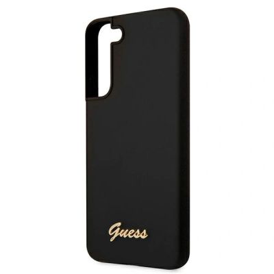 6. Guess Silicone Script Metal Logo Case for Samsung Galaxy S22+ - Black