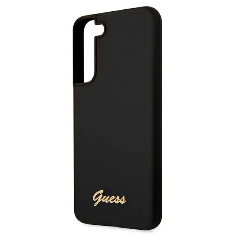 6. Guess Silicone Script Metal Logo Case for Samsung Galaxy S22+ - Black