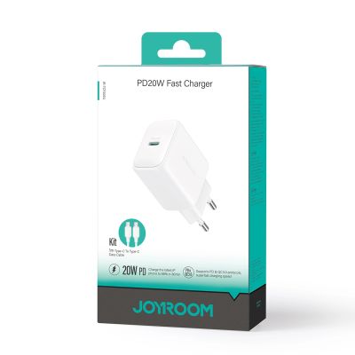 8. Joyroom JR-TCF20 USB-C PD 20W network charger - white + USB-C / USB-C cable 1m