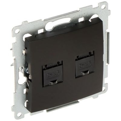 SIMON 54 BLACK MODULE COMPUTER SOCKET 2X UAE 8 CAT.6 UTP WITH DUST COVER FLAT