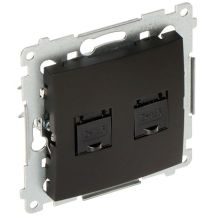 SIMON 54 BLACK MODULE COMPUTER SOCKET 2X UAE 8 CAT.6 UTP WITH DUST COVER FLAT