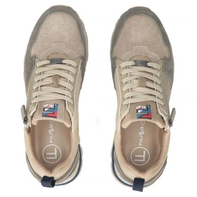 4. Leather men's sneakers, beige, Filippo MSP7836