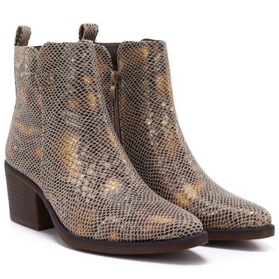 4. Women's snakeskin cowboy boots, gold, M.Daszyński SA261-1