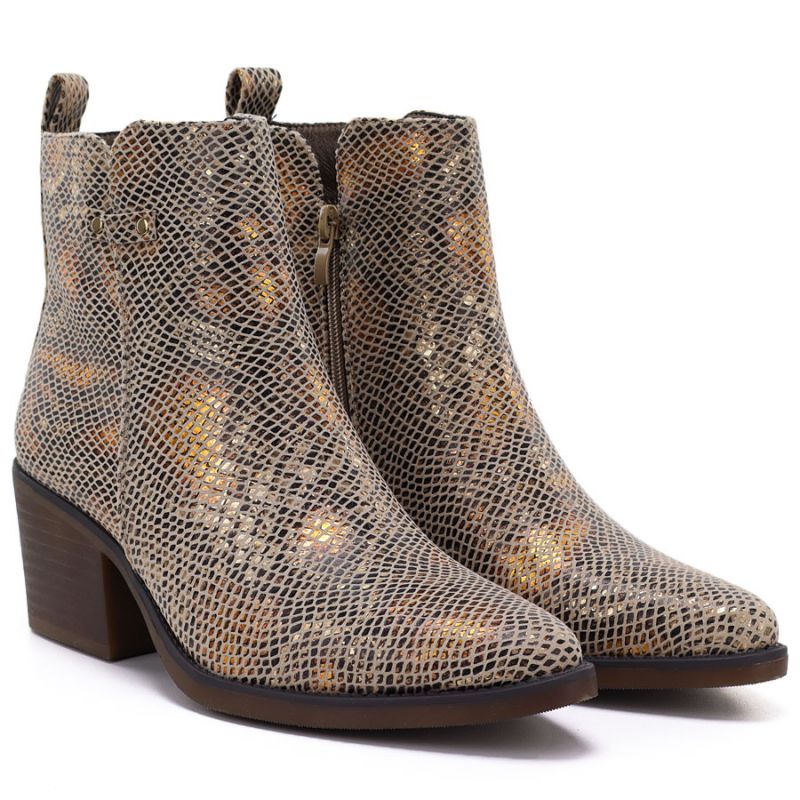 4. Women's snakeskin cowboy boots, gold, M.Daszyński SA261-1