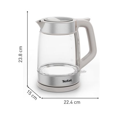 3. Tefal Glass Kettle KI605B30 Electric Kettle 1.7 L 2200 W Gray, Silver, Transparent