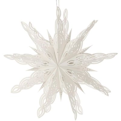 HANGING PAPER DECORATIVE SNOWFLAKE STAR 75 CM WHITE, 9-POINTED