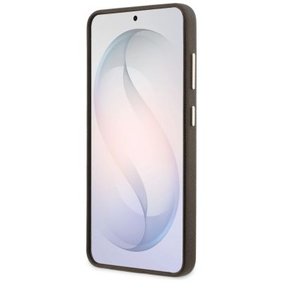 5. Guess Grained Big 4G Metal Logo Case for Samsung Galaxy S26+ - Brown