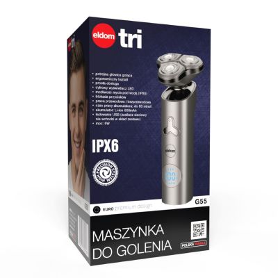 10. ELDOM G55 SHAVING RAZOR THREE HEADS, LCD DISPLAY, BUTTON LOCK, CORDLESS/MAINS OPERATION