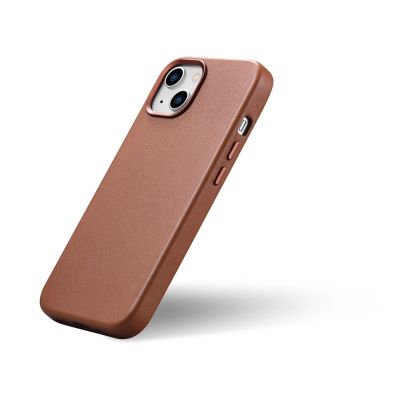 8. iCarer Case Leather Case Cover for iPhone 14 Brown (WMI14220705-BN) (MagSafe Compatible)