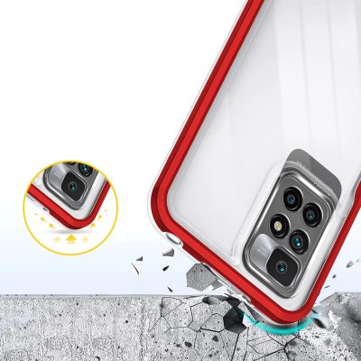 6. Clear 3in1 Case for Xiaomi Redmi 10 Frame Gel Cover Red