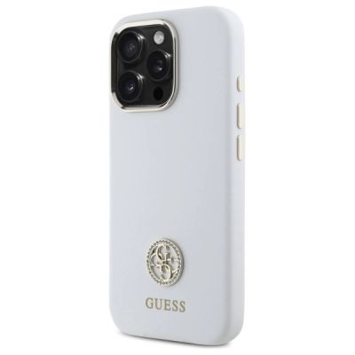 2. Guess Silicone Logo Strass 4G Case for iPhone 16 Pro Max - White