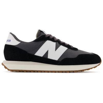 New Balance men's sneakers, suede leather lifestyle sports shoes, black (MS237GA)
