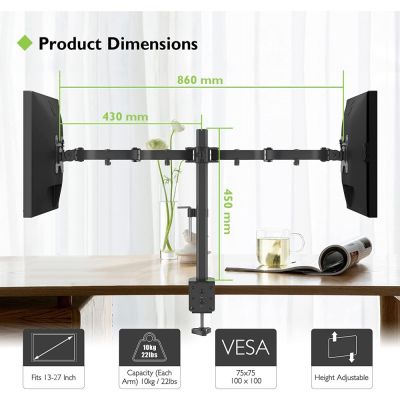 6. TECHLY DOUBLE DESK ARM 2X LED/LCD 13-27 CA