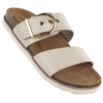 Women's beige flip-flops with buckle Potocki 54325