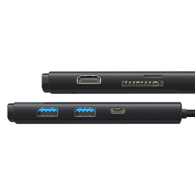 4. Baseus Lite Series multifunctional USB Type C HUB - 2 x USB 3.0 / USB Type C / HDMI 1.4 / SD/TF OTG black (WKQX050001)