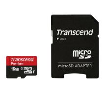 SD microSD Card 16GB Transcend SDHC UHS1 w/adapter