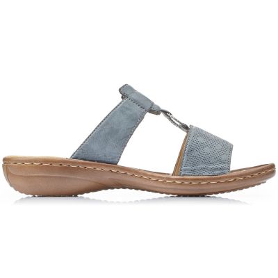 2. Comfortable women's flip-flops with Velcro, blue, Rieker 60885-12