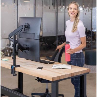 7. Fellowes Ergonomics Dual Vertical Monitor Arm - Platinum Series