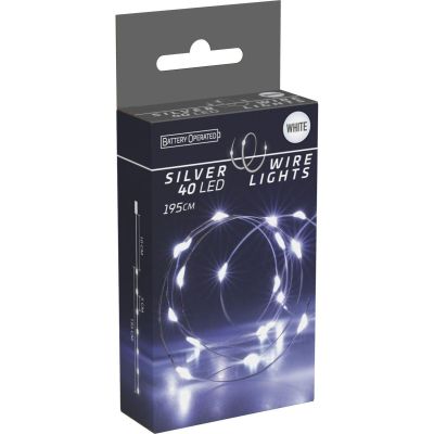 10. BATTERY-OPERATED WIRE LAMPS GARLAND 40 LED COOL WHITE