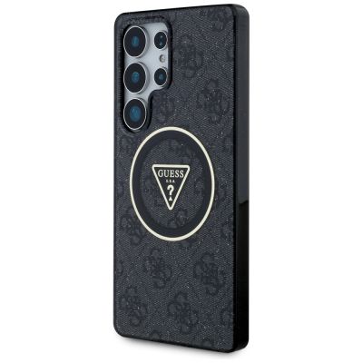 9. Guess 4G Glitter Triangle Buttons MagSafe Case for Samsung Galaxy S25 Ultra Black