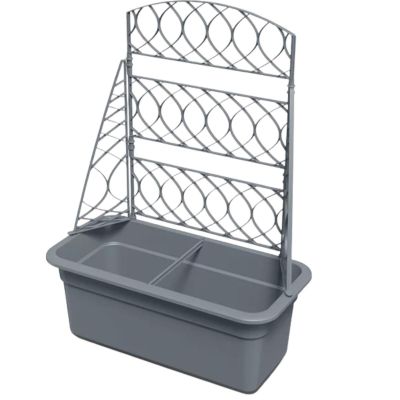 7. BLOMA GRAY STONE FLOWERPOT WITH PERGOLA