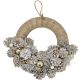 DECORATIVE HALF WREATH 34 CM GOLD WITH PINE CONES AND BAUBLES MICA