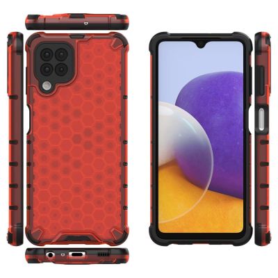 2. Honeycomb Case armor cover with TPU Bumper for Samsung Galaxy A22 4G red
